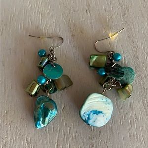 Blue and Green Dangle Earrings